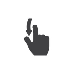 Obraz premium Finger swipe down gesture vector icon