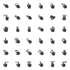 Touch screen gestures vector icons set - obrazy, fototapety, plakaty