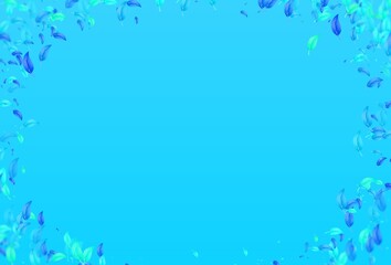 Abstract blue background empty space studio room for display ad product website template wallpaper. 3d render, There are colorful leaves in the four corners.