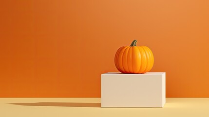 pumpkin on a cardboard - obrazy, fototapety, plakaty