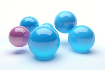 Blue spheres, 3d render, Generative AI