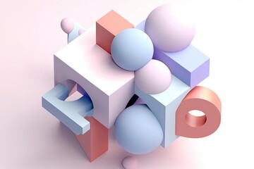 Pastel colored geometric composition, 3d render, Generative AI
