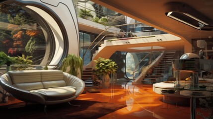 large interior shot of futuristic home