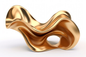 Abstract gold shape, 3d render, Generative AI