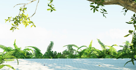 Farm backgrounds trees and gardens for displaying agricultural products 3D illustration