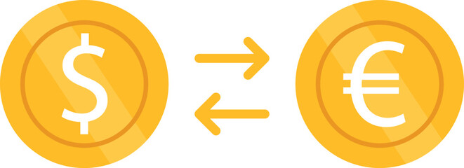 Currency exchange simple icon, bank currency sign, symbol of money transfers in euros and dollars, high-quality design elements.