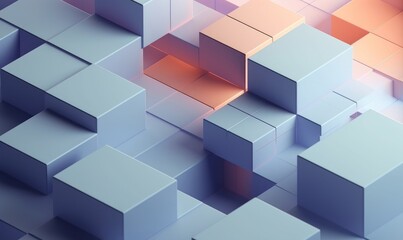 Naklejka premium Abstract background design, minimalist geometric composition with cubes, Generative AI