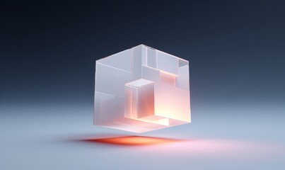 Fototapeta premium Abstract 3D Render of a cube, Generative AI