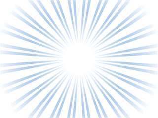 シンプルに輝く太陽光線イメージの集中線背景_ブルー