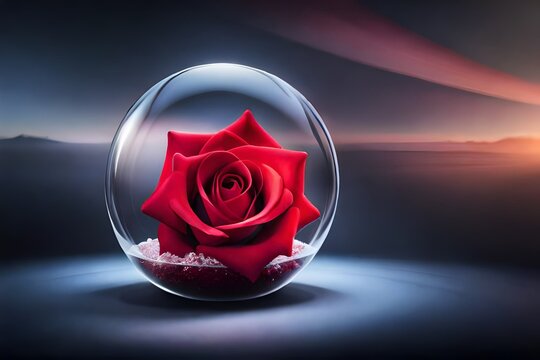 Fototapeta red rose in glass