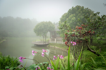 The atmosphere of the house in the morning, E-Tong Pilok, Kanchanaburi