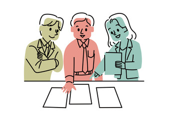 協力してプロジェクトを進めるビジネスチームのイラスト