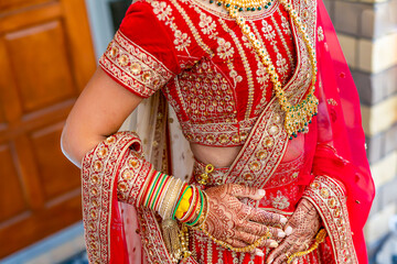 Indian Hindu bride's henna mehendi mehndi hands close up