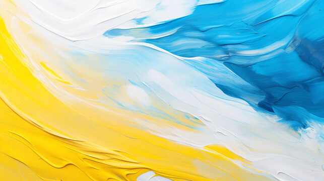 abstract acrylic paint background blue yellow white
