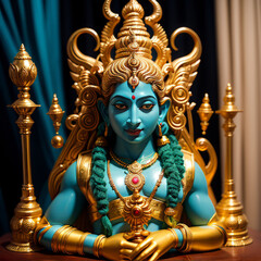 Goddess Ganesha statue on black background