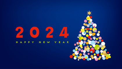 賑やかな雰囲気のクリスマスカード、2024、クリスマスツリー
