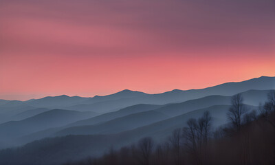 Smoky mountains sunset sky