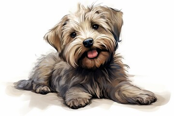 Humorous illustration featuring a lovable dandie dinmont terrier. Generative AI - obrazy, fototapety, plakaty