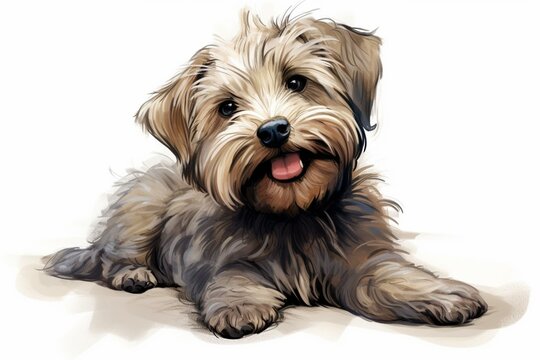 Humorous illustration featuring a lovable dandie dinmont terrier. Generative AI