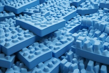 Obraz premium Arranged blue foam overlapping pile. Generative AI