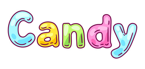 Candy cute lettering. Text for confectionery or candy shop.