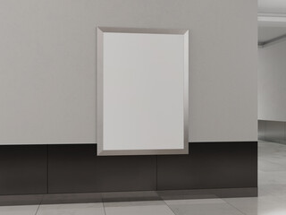 White Blank Poster Frame in Wall 3D Render Mockup