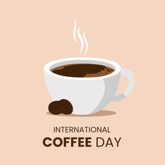 Vector Graphic of International Coffee Day with cup poster