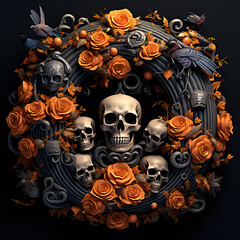 Halloween Wreath Skull