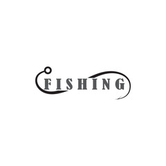 fishing logo, Hook Logo Template, Flat Logo Style.