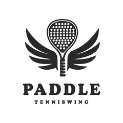 Illustration of Paddle racket with wings Vintage Retro Logo design Paddle Sports