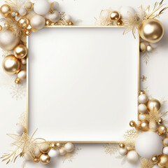 white and Golden color christmas greeting card with balls,luxury christmas card