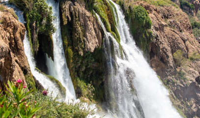 Big waterfall from the mountain in nature
