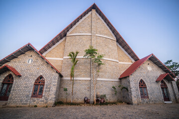 Long Dam Rong Stone Church, Lam Dong, Vietnam, is a Catholic church built entirely of stone