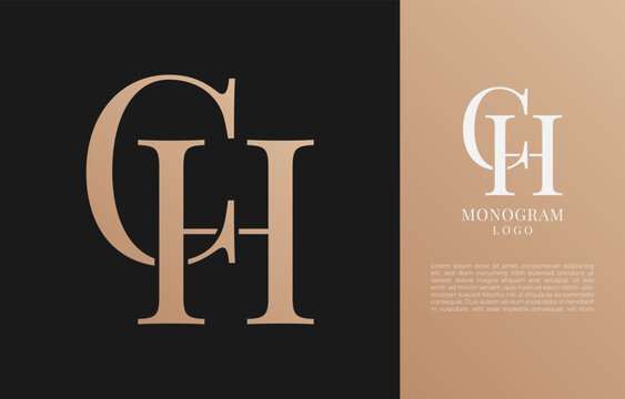 minimalist CH or HC initial letter vintage brand and logo