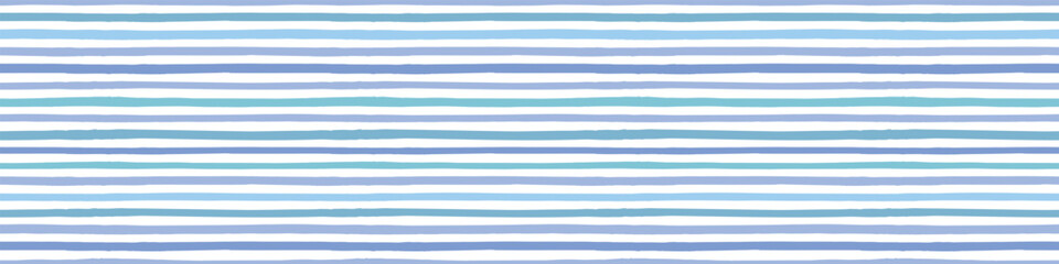 Nautical blue stripe border background. Vector seamless repeat banner of beach organic stripes in blue