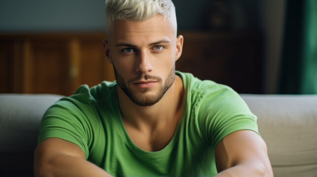 Emotional glamorous urban blue hair disco punk fashion style