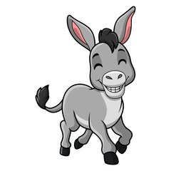 Cute donkey cartoon on white background