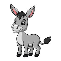 Cute donkey cartoon on white background