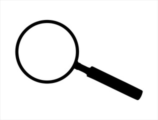 Magnifying glass silhouette vector art white background