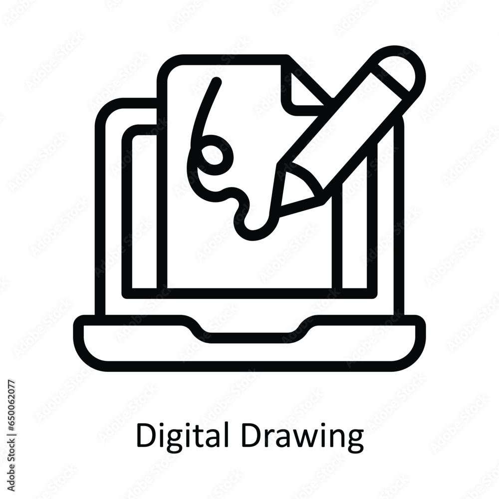 Poster digital drawing vector outline icon design illustration. graphic design symbol on white background e