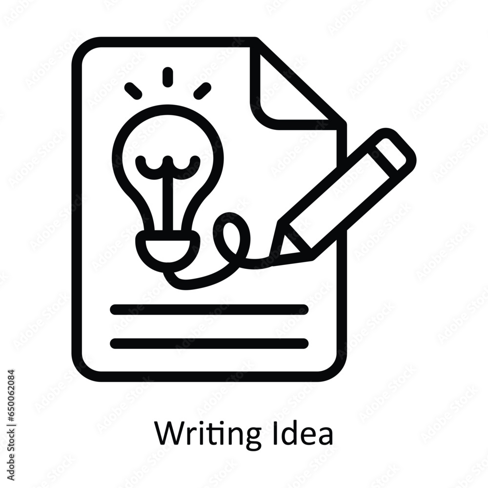 Aufkleber writing idea vector outline icon design illustration. graphic design symbol on white background eps 