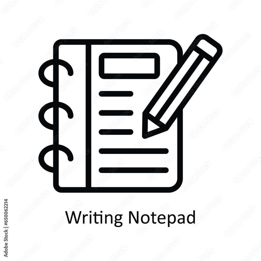 Aufkleber writing notepad vector outline icon design illustration. graphic design symbol on white background e