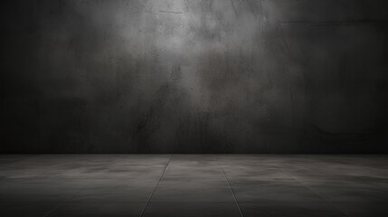Empty cement floor and dark wall background.
