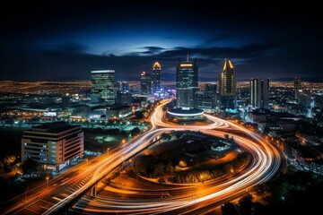 Fototapeta premium Night view of Sandton City in Johannesburg, South Africa. Generative AI