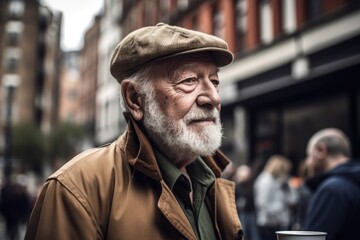 shot of a senior man having coffee in the city