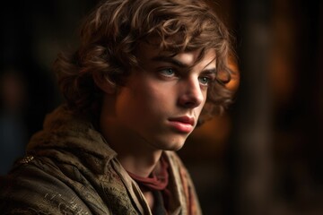 shot of a young man dressed in medieval clothing