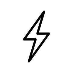 Thunderbolt icon in line. Flash symbol in png. Outline lightning icon. Thunderbolt in line. Flash sign. Outline charge symbol.