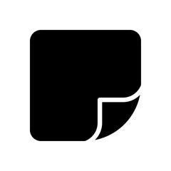 Sticker with folded corner. Paper sticker in glyph. Curl label in png. Sticker icon with folded corner. Square label.