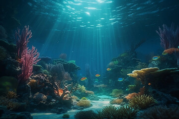 Fototapeta na wymiar coral reef with fish. 