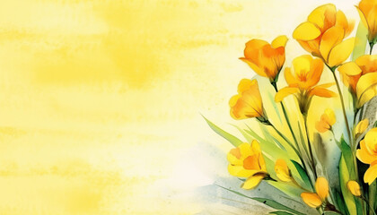 Yellow flowers watercolor background